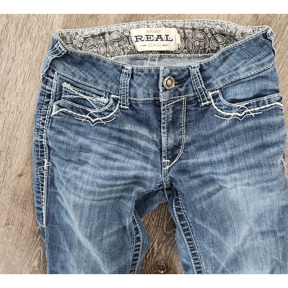 Ariat Real Denim Womens 25R Bootcut Jeans Medium Wash Contrast Stitch Western